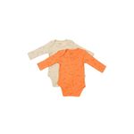Fashion, accesorii si bijuterii - Copii - Imbracaminte copii - Body-uri copii - Set 2 body-uri cu maneca lunga Printed, BabyCosy, 50% modal+50% bumbac, Stone/Apricot (Marime: 3-6 Luni) - Infinity.ro