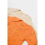 Fashion, accesorii si bijuterii - Copii - Imbracaminte copii - Body-uri copii - Set 2 body-uri cu maneca lunga Printed, BabyCosy, 50% modal+50% bumbac, Stone/Apricot (Marime: 3-6 Luni) - Infinity.ro