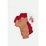 Fashion, accesorii si bijuterii - Copii - Imbracaminte copii - Body-uri copii - Set 2 body-uri bebe unisex din bumbac organic si modal - Maro/Rosu, BabyCosy (Marime: 6-9 luni) - Infinity.ro