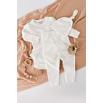 Fashion, accesorii si bijuterii - Copii - Imbracaminte copii - Body-uri copii - Set 3 piese: body cu maneca lunga, pantaloni lungi si caciulita din bumbac organic si modal - Ecru BabyCosy (Marime: 6-9 luni) - Infinity.ro