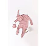 Fashion, accesorii si bijuterii - Copii - Imbracaminte copii - Treninguri si compleuri copii - Set 4 piese: bluza, pantaloni, caciulita si manusi din bumbac organic si modal - Rose, BabyCosy (Marime: 6-9 luni) - Infinity.ro