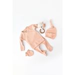 Fashion, accesorii si bijuterii - Copii - Imbracaminte copii - Treninguri si compleuri copii - Set 4 piese: bluza, pantaloni, caciulita si manusi din bumbac organic si modal - Piersica, BabyCosy (Marime: 6-9 luni) - Infinity.ro