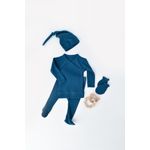 Fashion, accesorii si bijuterii - Copii - Imbracaminte copii - Treninguri si compleuri copii - Set 4 piese: bluza, pantaloni, caciulita si manusi din bumbac organic si modal - Bleumarin, BabyCosy (Marime: 6-9 luni) - Infinity.ro