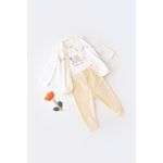Fashion, accesorii si bijuterii - Copii - Imbracaminte copii - Treninguri si compleuri copii - Set 3 piese Broscuta cu body, pantalonasi si vestuta din 80%bumbac organic si 20% poliester - Crem, BabyCosy (Marime: 6-9 luni) - Infinity.ro