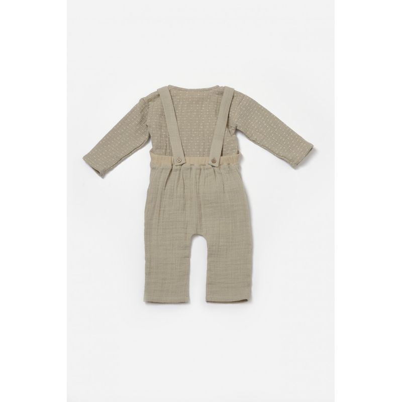 Fashion, accesorii si bijuterii - Copii - Imbracaminte copii - Treninguri si compleuri copii - Set bluza si salopeta, Winter muselin, 100% bumbac - Verde, BabyCosy (Marime: 3-6 Luni) - Infinity.ro