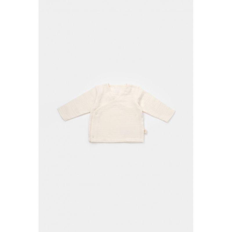 Fashion, accesorii si bijuterii - Copii - Imbracaminte copii - Treninguri si compleuri copii - Set bluzita petrecuta si pantaloni lungi din muselina, BabyCosy, 100% bumbac organic, Ecru (Marime: 18-24 Luni) - Infinity.ro