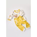 Fashion, accesorii si bijuterii - Copii - Imbracaminte copii - Treninguri si compleuri copii - Set bluzita cu maneca lunga si pantaloni lungi, 100% bumbac organic, BabyCosy, Galben (Marime: 9-12 luni) - Infinity.ro