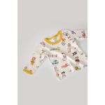 Fashion, accesorii si bijuterii - Copii - Imbracaminte copii - Treninguri si compleuri copii - Set bluzita cu maneca lunga si pantaloni lungi, 100% bumbac organic, BabyCosy, Galben (Marime: 9-12 luni) - Infinity.ro