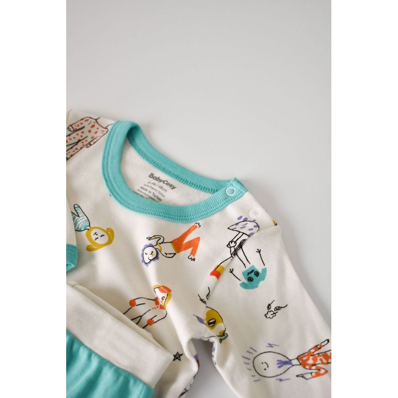 Fashion, accesorii si bijuterii - Copii - Imbracaminte copii - Treninguri si compleuri copii - Set bluzita cu maneca lunga si pantaloni lungi, 100% bumbac organic, BabyCosy, Verde (Marime: 6-9 luni) - Infinity.ro