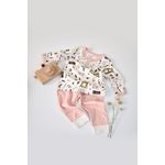 Fashion, accesorii si bijuterii - Copii - Imbracaminte copii - Treninguri si compleuri copii - Set bluzita cu maneca lunga si nasturei si pantaloni lungi, 100% bumbac organic, BabyCosy, Pudra (Marime: 6-9 luni) - Infinity.ro