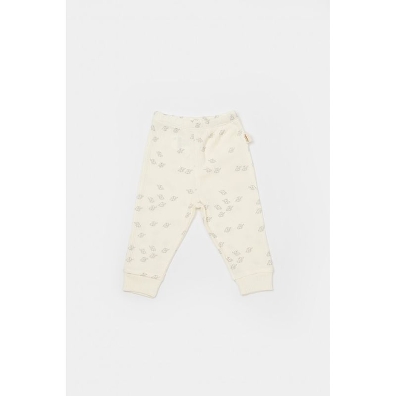 Fashion, accesorii si bijuterii - Copii - Imbracaminte copii - Pantaloni copii - Set 2 pantalonasi Printed, BabyCosy, 50% modal+50% bumbac, Ecru/Lavanda (Marime: 18-24 Luni) - Infinity.ro