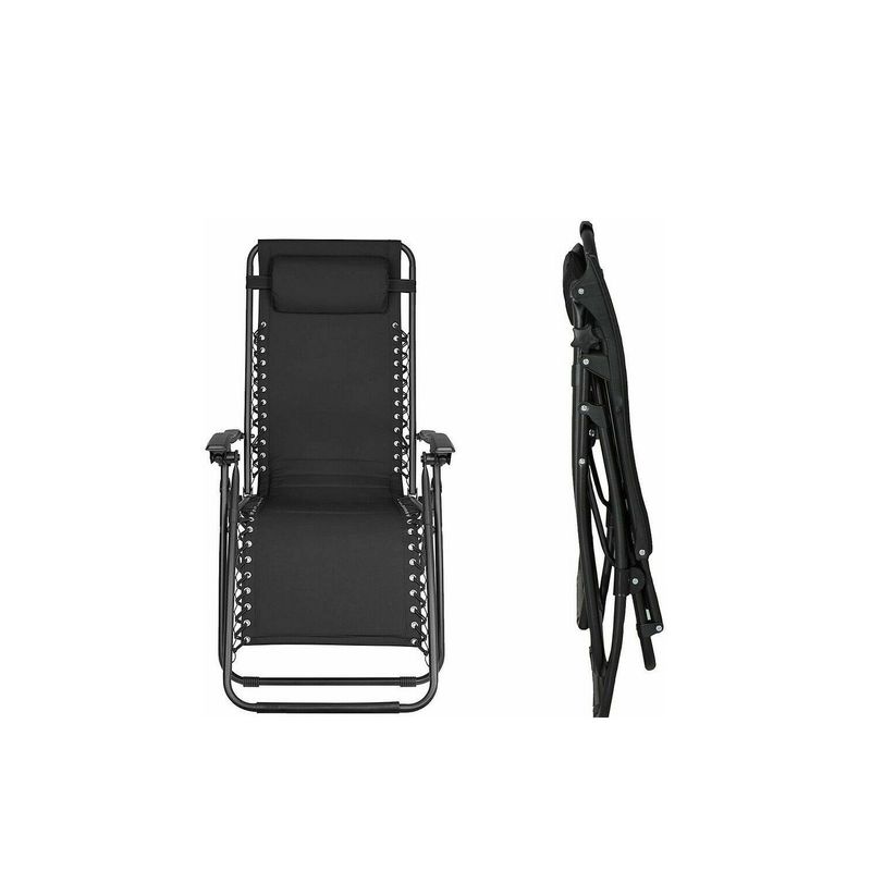 Casa si Gradina - Gradina si terasa - Mobilier exterior - Scaune si sezlonguri gradina - Scaun tip sezlong pliabil si reglabil cu tetiera, negru, cadru otel, FC115 - Infinity.ro