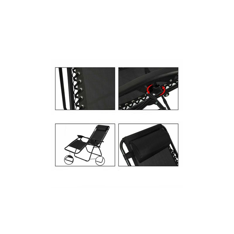 Casa si Gradina - Gradina si terasa - Mobilier exterior - Scaune si sezlonguri gradina - Scaun tip sezlong pliabil si reglabil cu tetiera, negru, cadru otel, FC115 - Infinity.ro