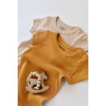 Fashion, accesorii si bijuterii - Copii - Imbracaminte copii - Salopete copii - Set de 2 salopetele cu maneca scurta din bumbac organic si modal - Mustar/ Somon BabyCosy (Marime: 9-12 luni) - Infinity.ro
