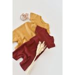 Fashion, accesorii si bijuterii - Copii - Imbracaminte copii - Salopete copii - Set de 2 salopetele cu maneca scurta din bumbac organic si modal - Caramiziu/ Sofran BabyCosy (Marime: 18-24 Luni) - Infinity.ro