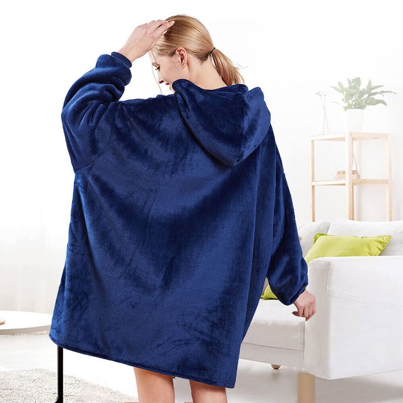 Casa si Gradina - Textile si covoare - Pături și cuverturi - Pături - Patura tip hanorac, cu maneci, gluga si buzunar, albastru, 80 x 180 cm, HB80-BLUE - Infinity.ro