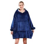 Casa si Gradina - Textile si covoare - Pături și cuverturi - Pături - Patura tip hanorac, cu maneci, gluga si buzunar, albastru, 80 x 180 cm, HB80-BLUE - Infinity.ro