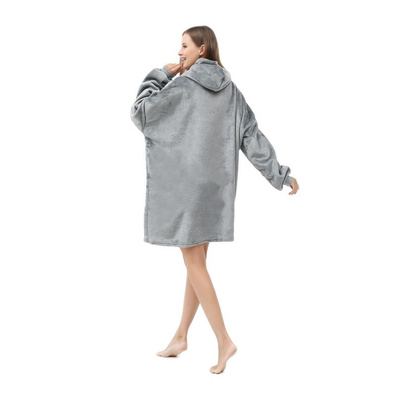 Casa si Gradina - Textile si covoare - Pături și cuverturi - Pături - Patura tip hanorac, cu maneci, gluga si buzunar, gri inchis, 80 x 180 cm, HB80-GREY - Infinity.ro