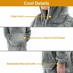 Casa si Gradina - Textile si covoare - Pături și cuverturi - Pături - Patura tip hanorac, cu maneci, gluga si buzunar, gri inchis, 80 x 180 cm, HB80-GREY - Infinity.ro