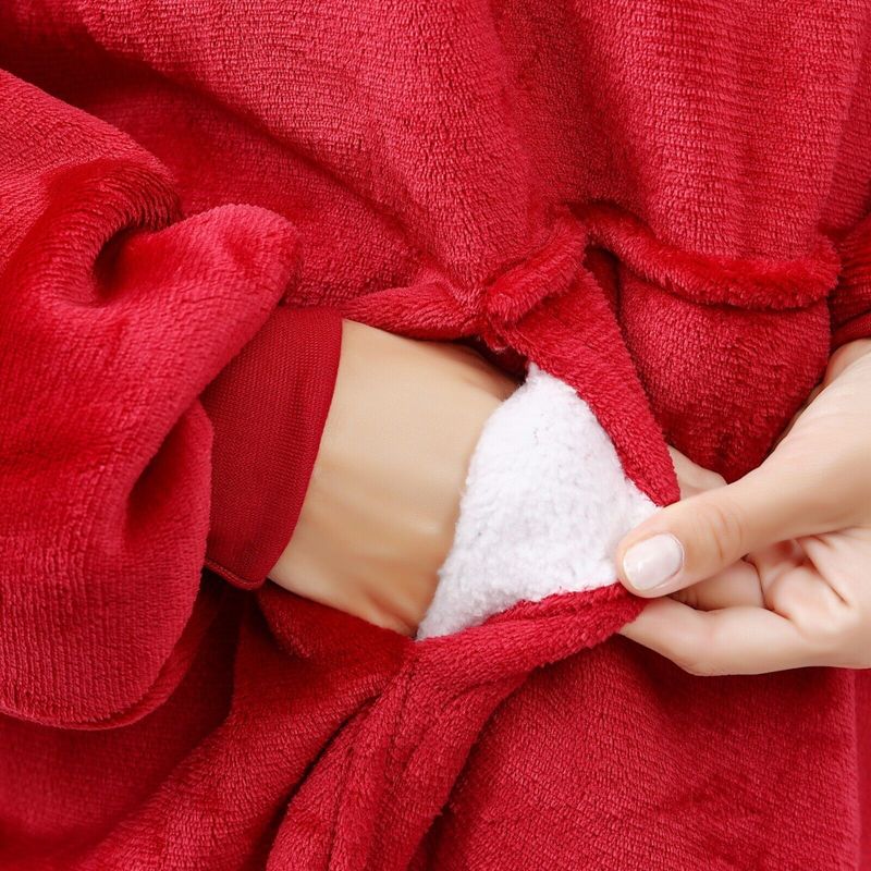 Casa si Gradina - Textile si covoare - Pături și cuverturi - Pături - Patura tip hanorac, cu maneci, gluga si buzunar, rosu, 80 x 180 cm, HB80-RED - Infinity.ro