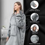 Casa si Gradina - Textile si covoare - Pături și cuverturi - Pături - Patura tip hanorac, cu maneci, gluga si buzunar, gri inchis, 80 x 180 cm, HB80-GREY - Infinity.ro