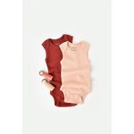 Fashion, accesorii si bijuterii - Copii - Imbracaminte copii - Body-uri copii - Set 2 body-uri fara maneci bebe unisex din bumbac organic si modal - Caramiziu/Somon, BabyCosy (Marime: 18-24 Luni) - Infinity.ro