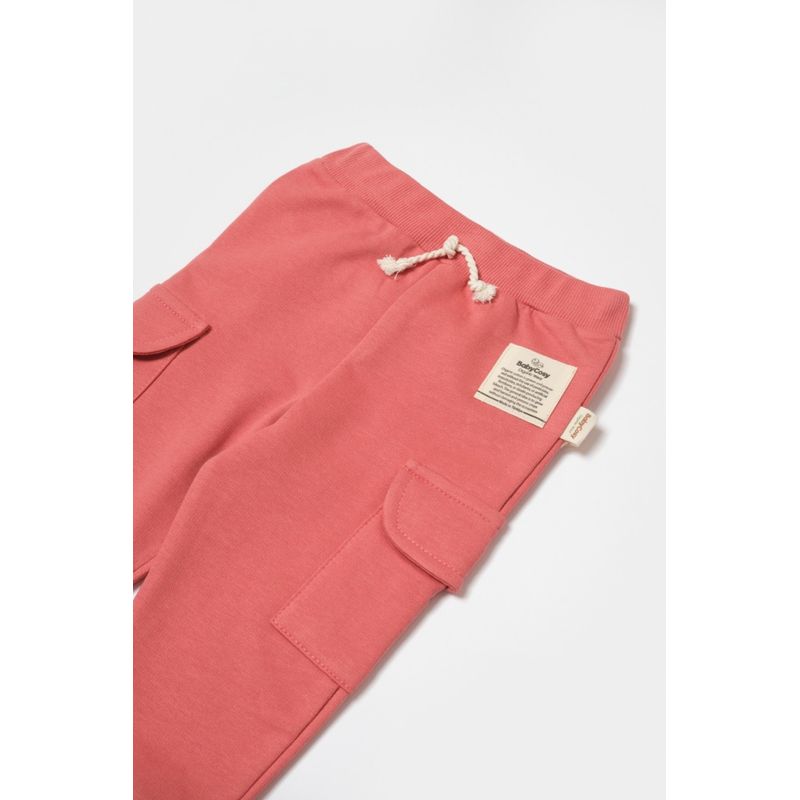 Fashion, accesorii si bijuterii - Copii - Imbracaminte copii - Pantaloni copii - Pantaloni cu buzunare laterale, Two thread, 100%bumbac organic - Rose, BabyCosy (Marime: 12-18 Luni) - Infinity.ro