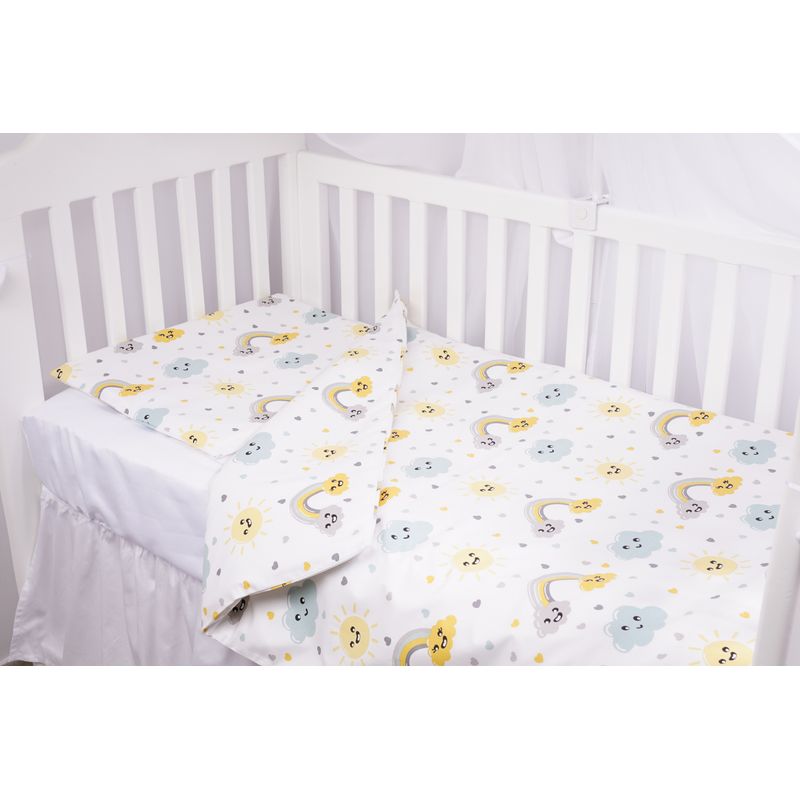 Casa si Gradina - Textile si covoare - Lenjerii de pat - Lenjerii copii - Lenjerie 6 piese patut 120x60 cm bumbac 100% model curcubee si norisori - Infinity.ro