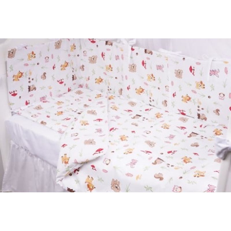 Casa si Gradina - Textile si covoare - Lenjerii de pat - Lenjerii copii - Lenjerie 6 piese patut 120x60 cm bumbac 100% model animalute si ciuperci - Infinity.ro