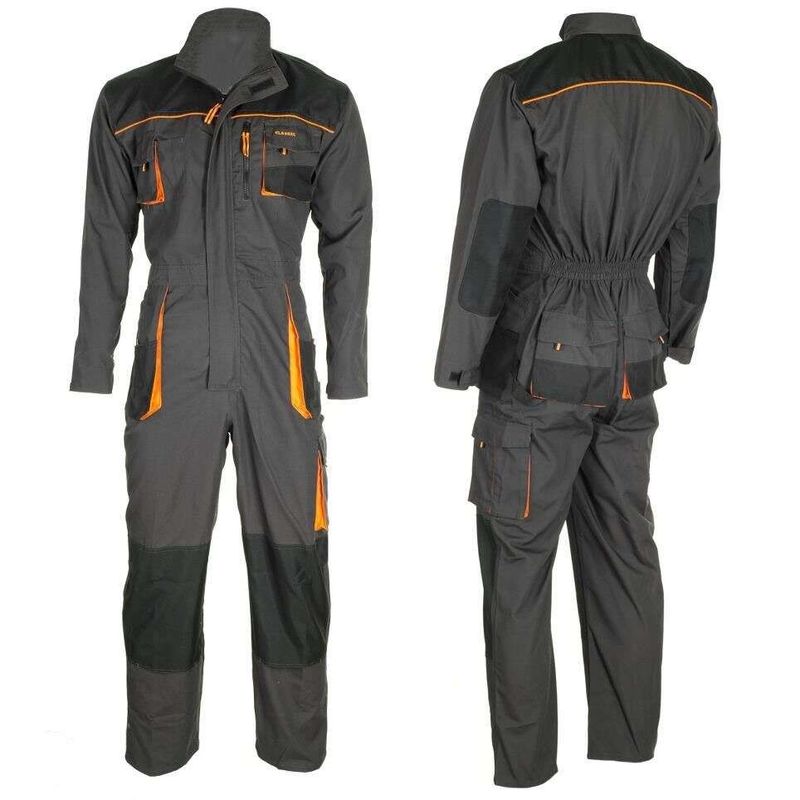 Casa si Gradina - Constructii - Echipamente de lucru - Imbracaminte protectia muncii - Salopeta de lucru, cu guler inalt, grafit si portocaliu, marimea 50, ART.MAS - Infinity.ro