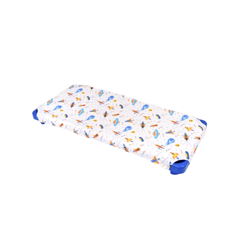 Casa si Gradina - Textile si covoare - Lenjerii de pat - Lenjerii copii - Lenjerie patut gradinita 3 piese patut stivuibil bumbac 100% model Planete si Rachete - Infinity.ro