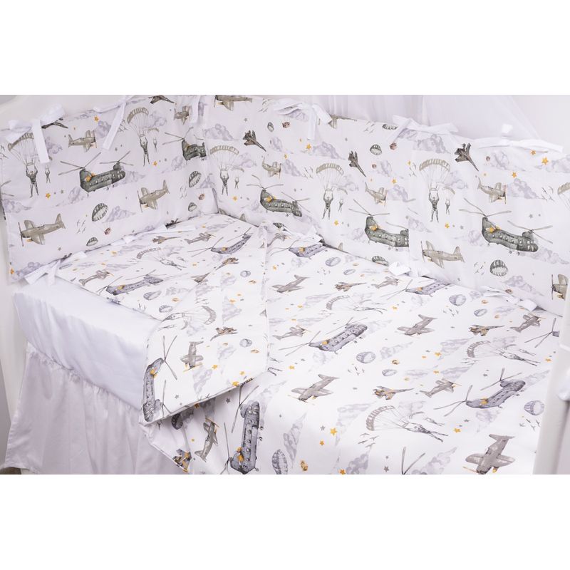 Casa si Gradina - Textile si covoare - Lenjerii de pat - Lenjerii copii - Lenjerie 6 piese patut 120x60 cm bumbac 100% model  soldatei gri - Infinity.ro