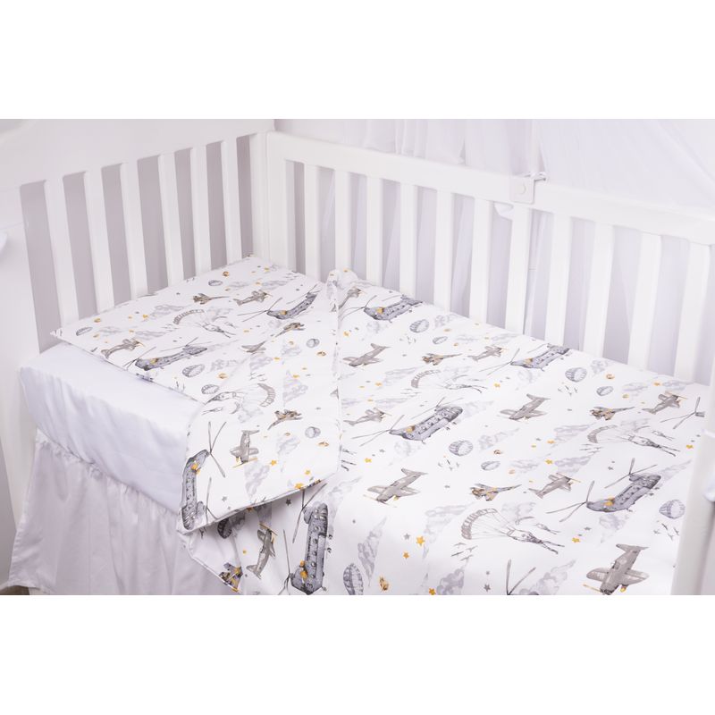Casa si Gradina - Textile si covoare - Lenjerii de pat - Lenjerii copii - Lenjerie 6 piese patut 120x60 cm bumbac 100% model  soldatei gri - Infinity.ro