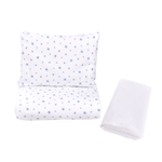 Casa si Gradina - Textile si covoare - Lenjerii de pat - Lenjerii copii - Lenjerie 3 piese model Stelute bleu + Protectie impermeabila patut 120x60 cm - Infinity.ro