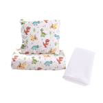 Casa si Gradina - Textile si covoare - Lenjerii de pat - Lenjerii copii - Lenjerie 3 piese model Dinozauri + Protectie impermeabila patut 120x60 cm - Infinity.ro