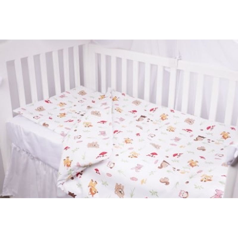 Casa si Gradina - Textile si covoare - Lenjerii de pat - Lenjerii copii - Lenjerie patut 120x60 cm, 3 piese bumbac 100% model animalute si ciuperci - Infinity.ro