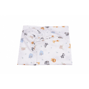 Cearsaf patut 120x60 cm bumbac 100% model animalute safari