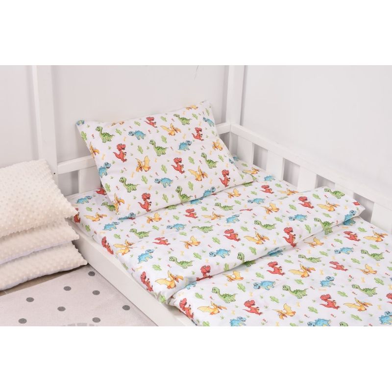 Casa si Gradina - Textile si covoare - Lenjerii de pat - Lenjerii copii - Lenjerie pat 90x200 cm, 3 piese model dinozauri - Infinity.ro