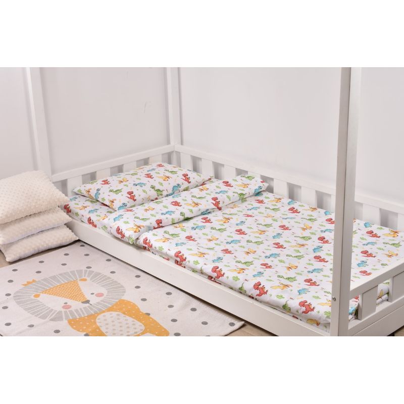 Casa si Gradina - Textile si covoare - Lenjerii de pat - Lenjerii copii - Lenjerie pat 90x200 cm, 3 piese model dinozauri - Infinity.ro
