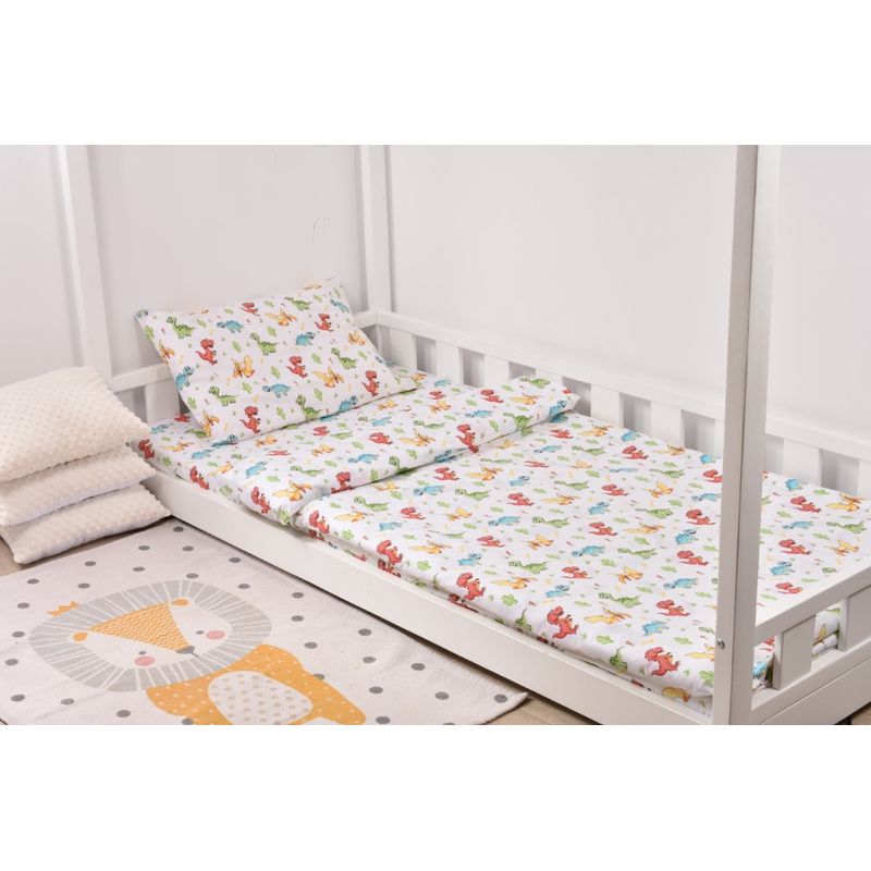 Casa si Gradina - Textile si covoare - Lenjerii de pat - Lenjerii copii - Lenjerie pat 90x200 cm, 3 piese model dinozauri - Infinity.ro