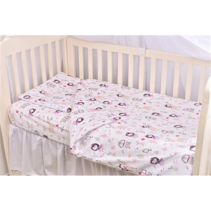 Casa si Gradina - Textile si covoare - Lenjerii de pat - Lenjerii copii - Lenjerie 3 piese model Fetite + Protectie impermeabila patut 120x60 cm - Infinity.ro