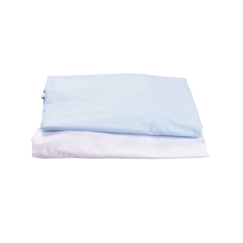 Casa si Gradina - Textile si covoare - Lenjerii de pat - Lenjerii copii - Set 2 cearsafuri patut 120x60 cm bumbac 100% alb blue + Protectie impermeabila - Infinity.ro