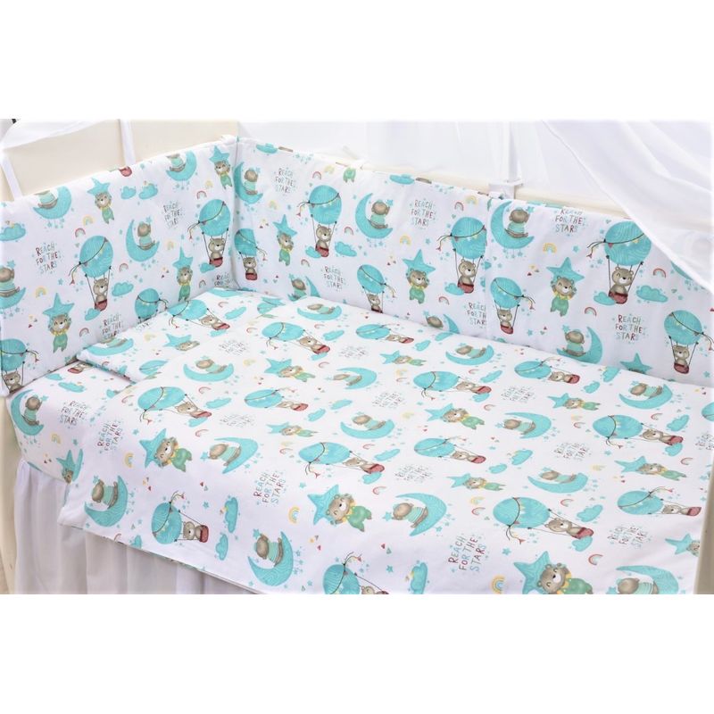 Casa si Gradina - Textile si covoare - Lenjerii de pat - Lenjerii copii - Lenjerie 6 piese patut 120x60 cm bumbac 100% model Ursuleti in balon - Infinity.ro