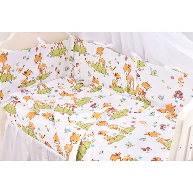 Casa si Gradina - Textile si covoare - Lenjerii de pat - Lenjerii copii - Lenjerie 6 piese patut 120x60 cm bumbac 100% model Caprioare - Infinity.ro