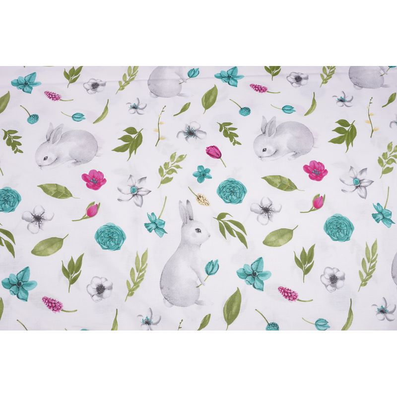 Casa si Gradina - Textile si covoare - Lenjerii de pat - Lenjerii copii - Lenjerie 6 piese patut 120x60 cm bumbac 100% model iepurasi si flori - Infinity.ro