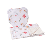 Casa si Gradina - Textile si covoare - Lenjerii de pat - Lenjerii copii - Lenjerie 2 piese cosulet si landou model flori de bumbac si plus crem - Infinity.ro