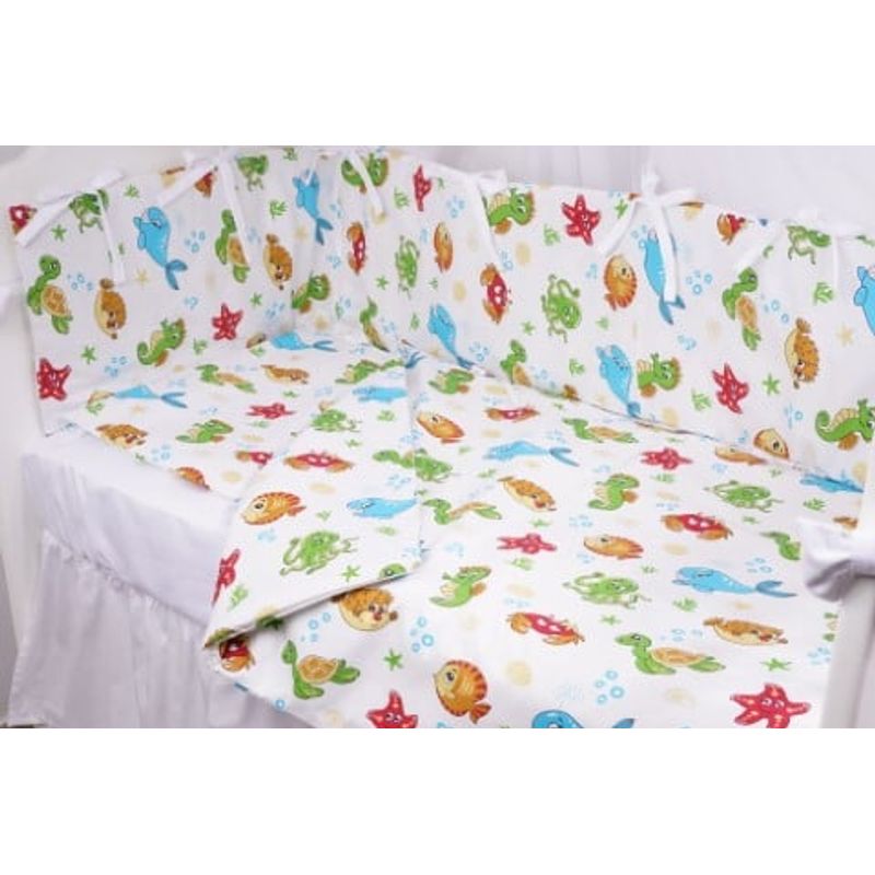 Casa si Gradina - Textile si covoare - Lenjerii de pat - Lenjerii copii - Lenjerie patut 120x60 cm, 3 piese bumbac 100% model animale acvatice - Infinity.ro