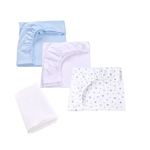 Casa si Gradina - Textile si covoare - Lenjerii de pat - Lenjerii copii - Set 3 cearsafuri galben crem si model buburuze + protectie impermeabila pentru patut 90x40 50 cm - Infinity.ro