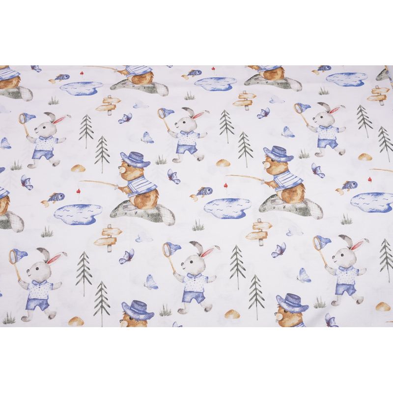 Casa si Gradina - Textile si covoare - Lenjerii de pat - Lenjerii copii - Lenjerie patut 120x60 cm, 3 piese bumbac 100% model iepurasi albastru - Infinity.ro