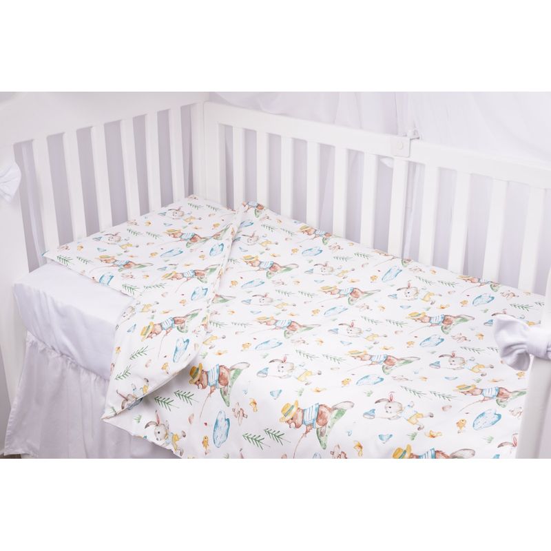 Casa si Gradina - Textile si covoare - Lenjerii de pat - Lenjerii copii - Lenjerie patut 120x60 cm, 3 piese bumbac 100% model iepurasi galbeni - Infinity.ro